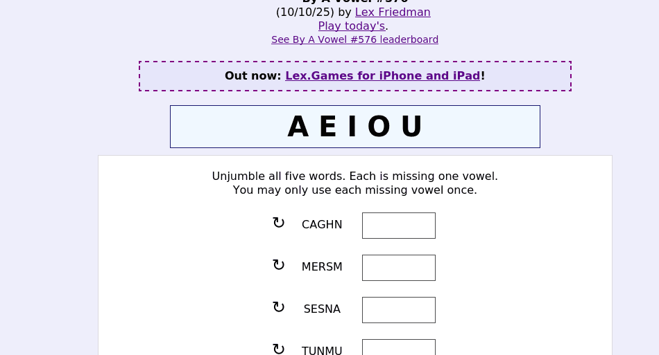 By A Vowel #576